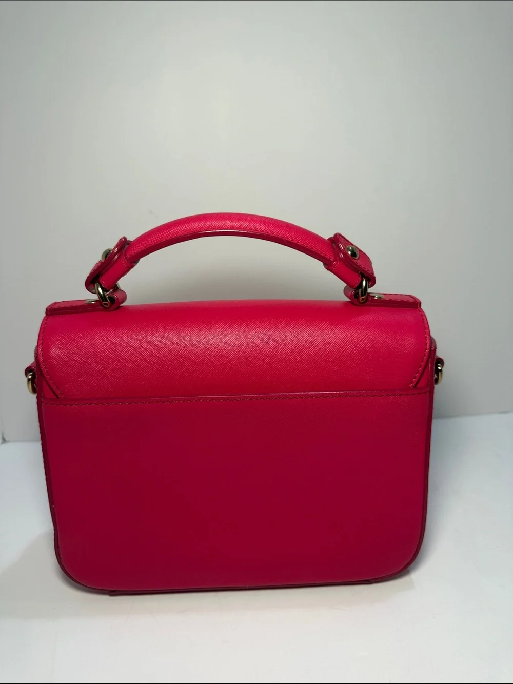 MCM Fuchsia Pink Leather Top Handle Satchel Bag - Picture 8 of 12